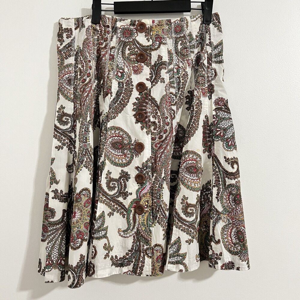Cabi Skirt Womens 8 White Paisley Pleated Full Lined Garden Boho Y2K Fairy